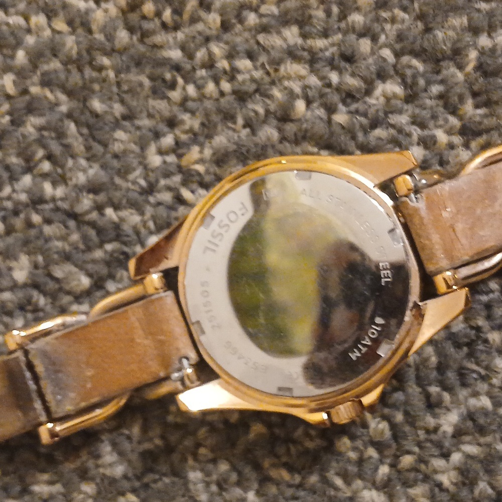 Fossil ES 3466 Rise gold rinestone chronograph women's watch tan leather… - Picture 7 of 7